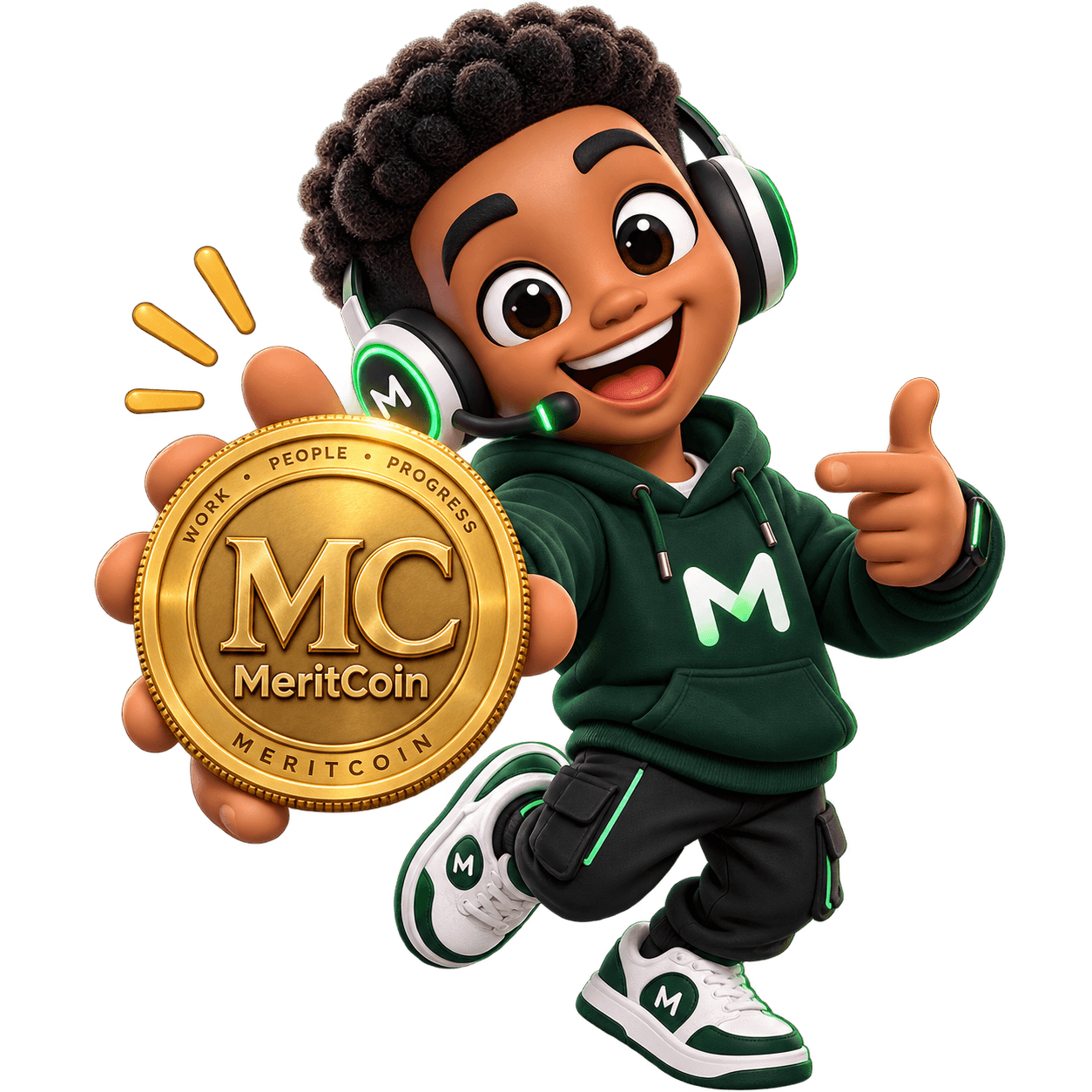 Miko holding a MeritCoin